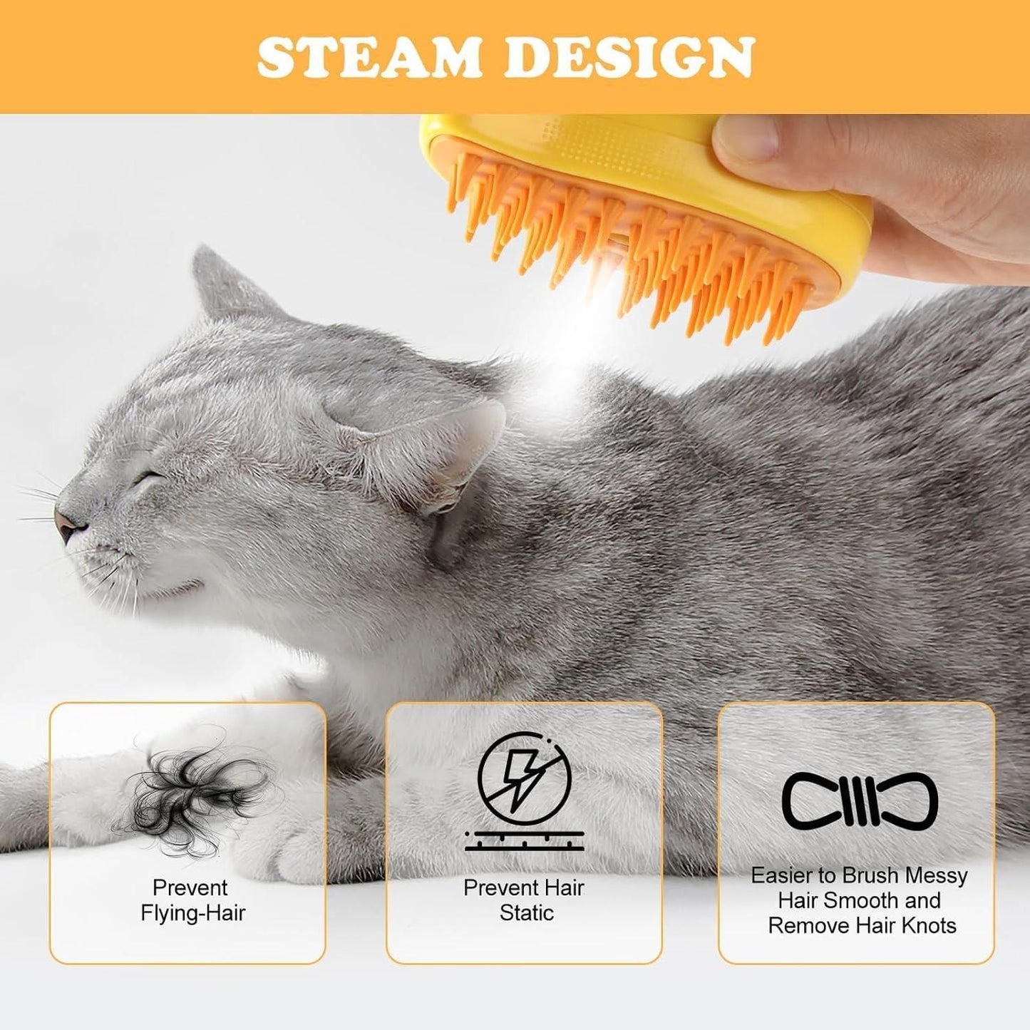 3 in 1 Pet Hair Removal Steam Comb