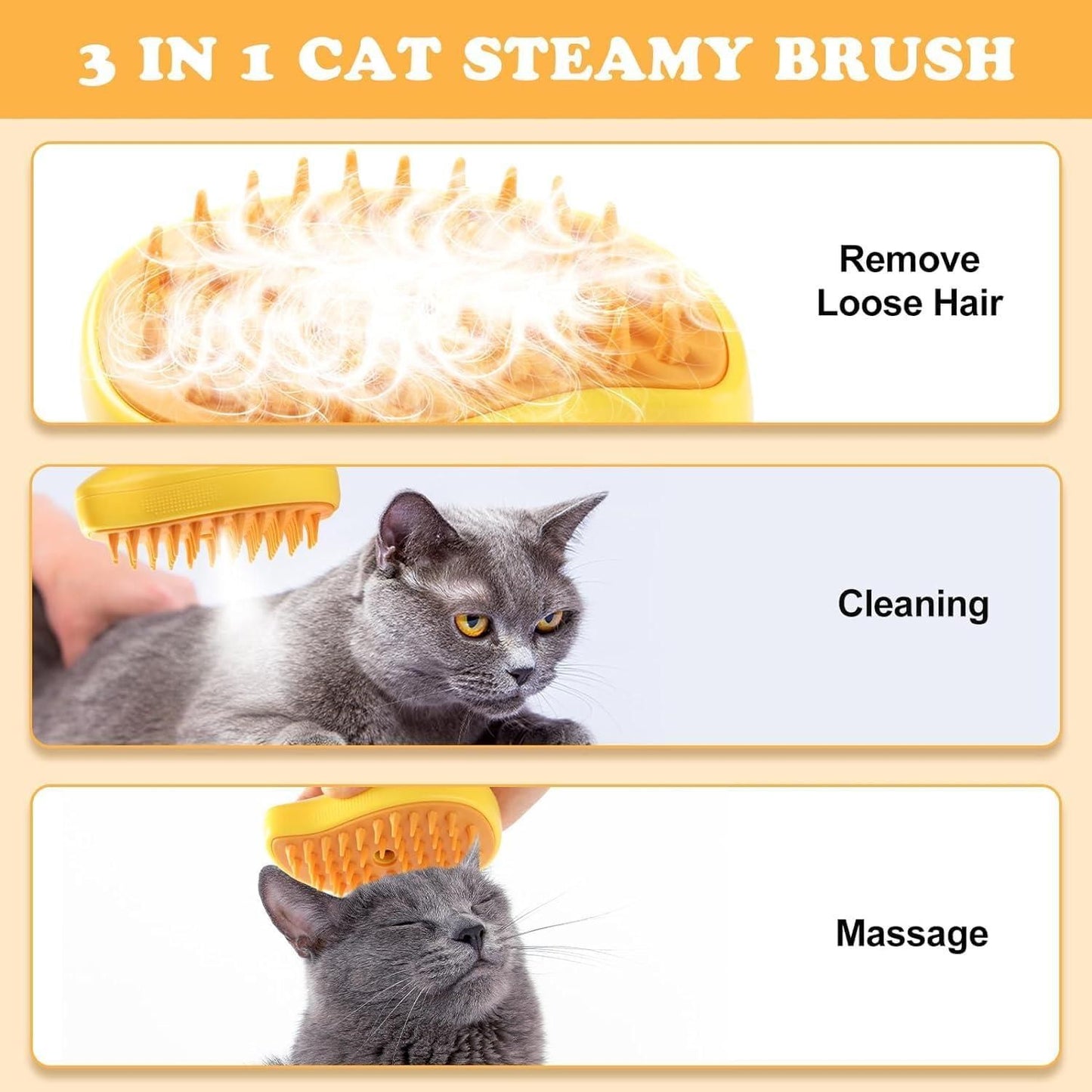 3 in 1 Pet Hair Removal Steam Comb